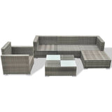 Set Divani da Giardino 6 pz con Cuscini in Polyrattan Grigio