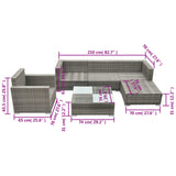 Set Divani da Giardino 6 pz con Cuscini in Polyrattan Grigio