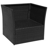 Sedia da Giardino con Poggiapiedi in Polyrattan Nero