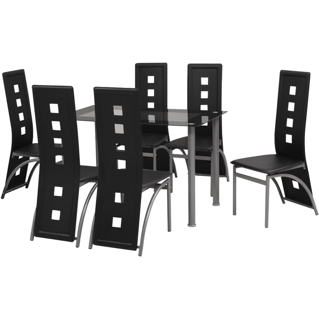 Set Tavolo da Pranzo 7 pz Nero