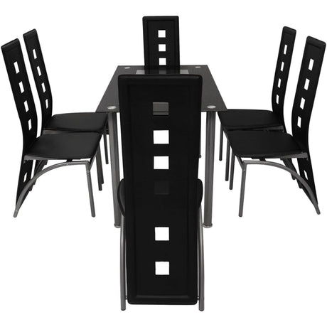 Set Tavolo da Pranzo 7 pz Nero