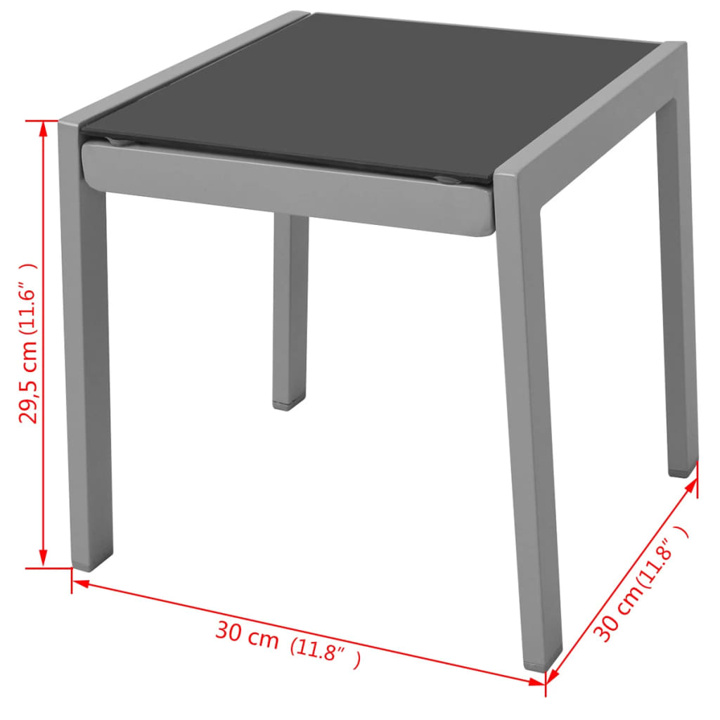 Lettini Prendisole con Tavolino in Alluminio Nero