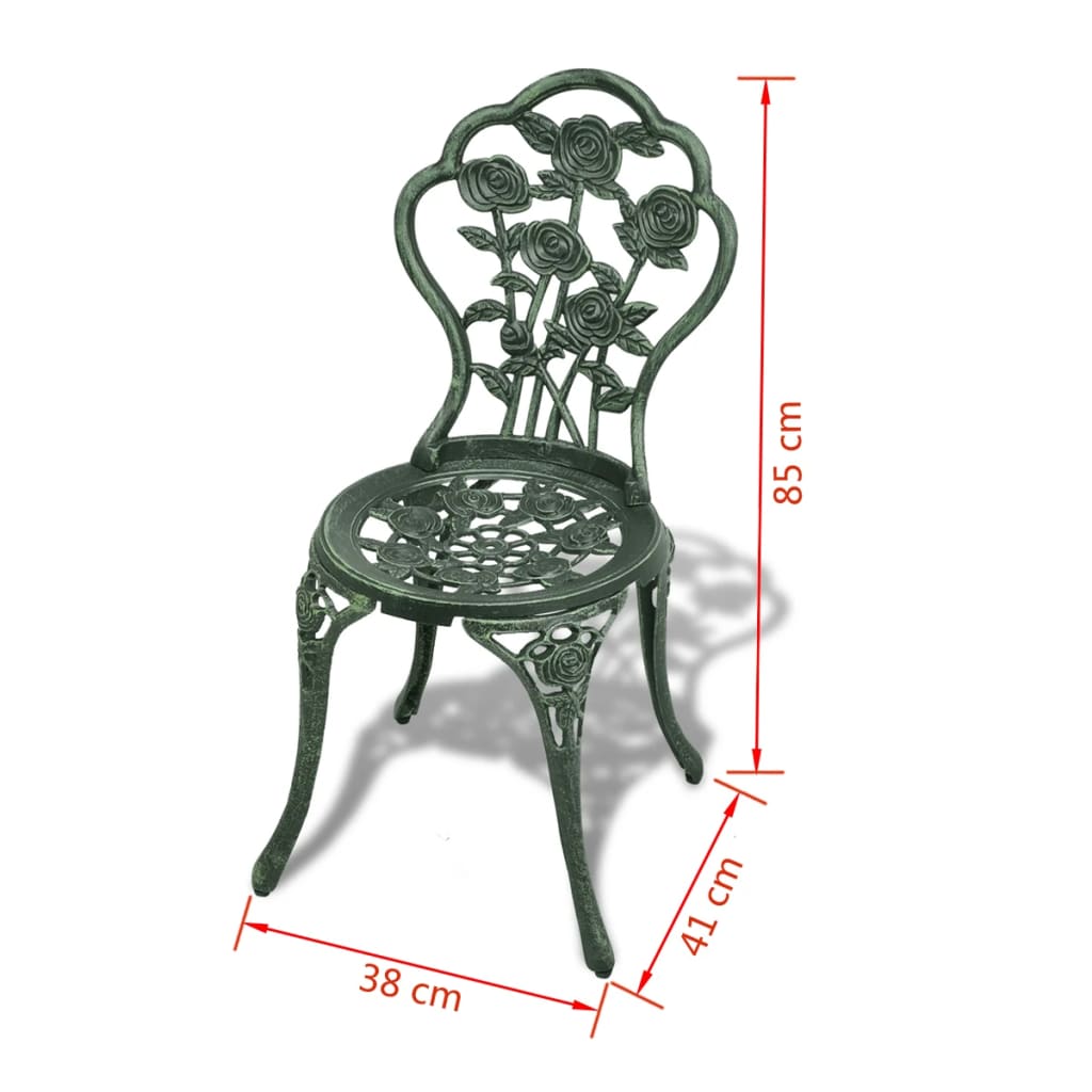 Set da Bistrot 3 pz in Alluminio Pressofuso Verde