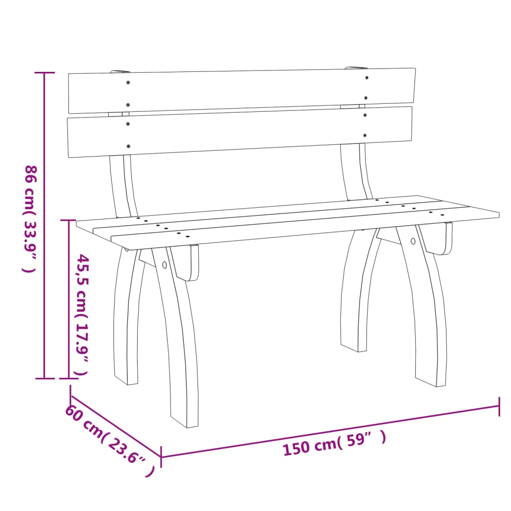 Panca da Giardino 150 cm in Legno di Pino Impregnato