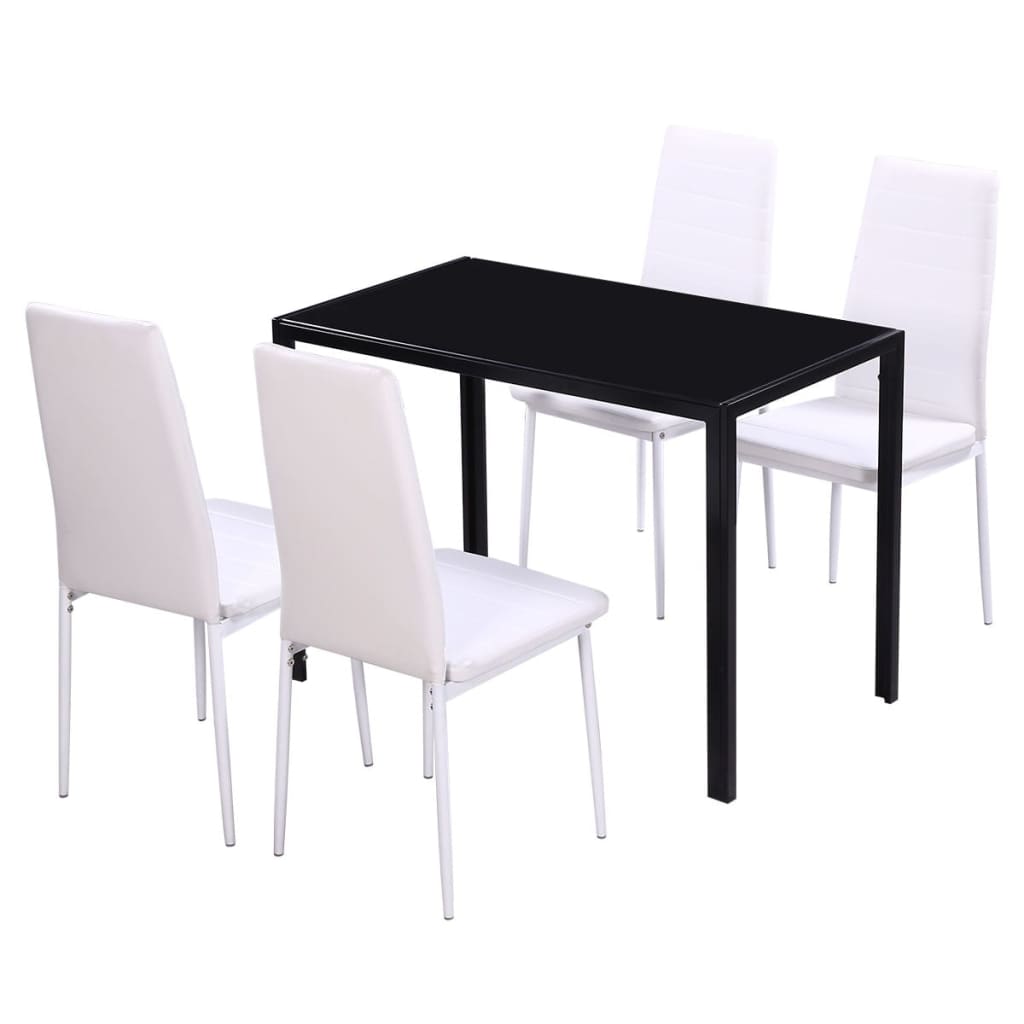 Set Tavolo da Pranzo 5 pz Nero e Bianco