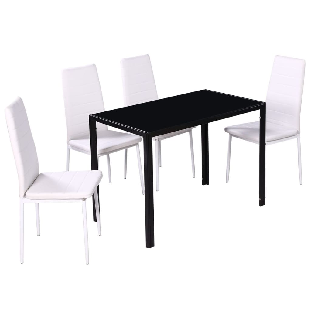 Set Tavolo da Pranzo 5 pz Nero e Bianco