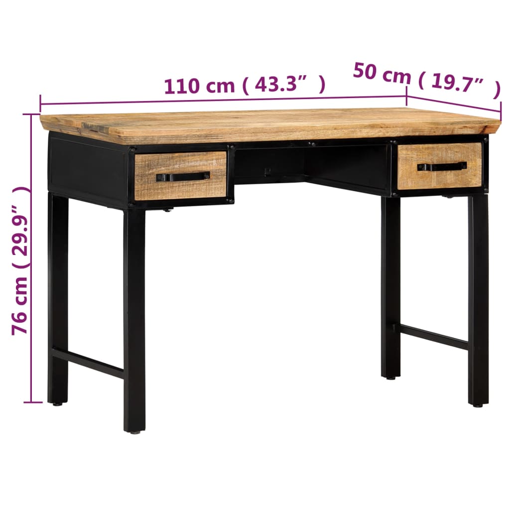 Scrivania 110x50x76 cm in Legno Massello di Mango