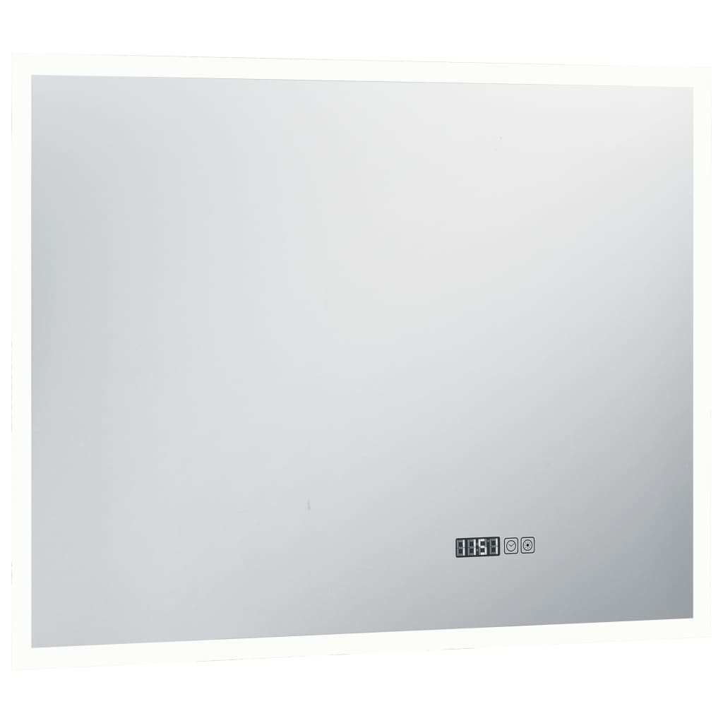 Specchio LED Bagno con Sensore Tattile e Schermo Orario 80x60cm