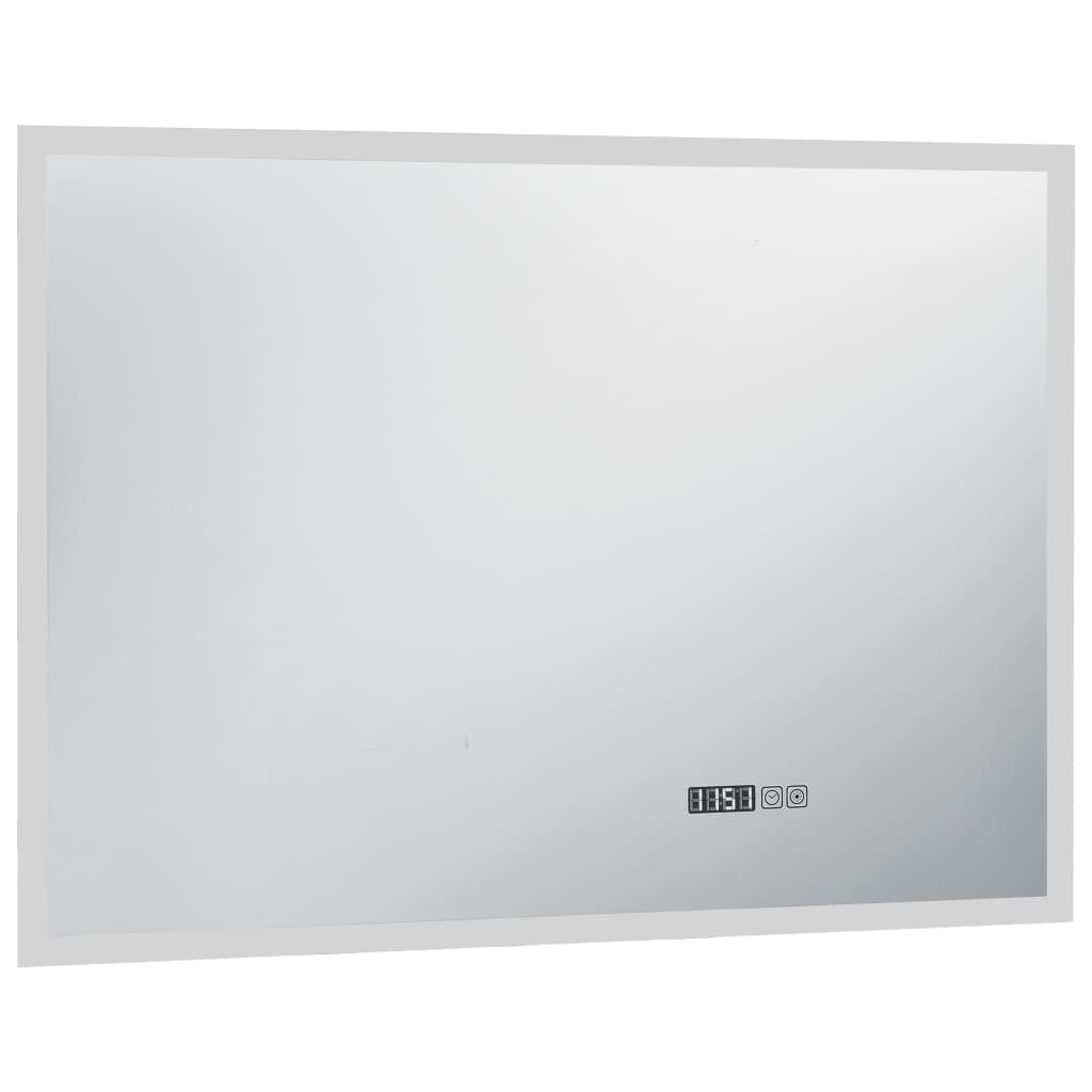 Specchio LED Bagno con Sensore Tattile Schermo Orario 100x60cm