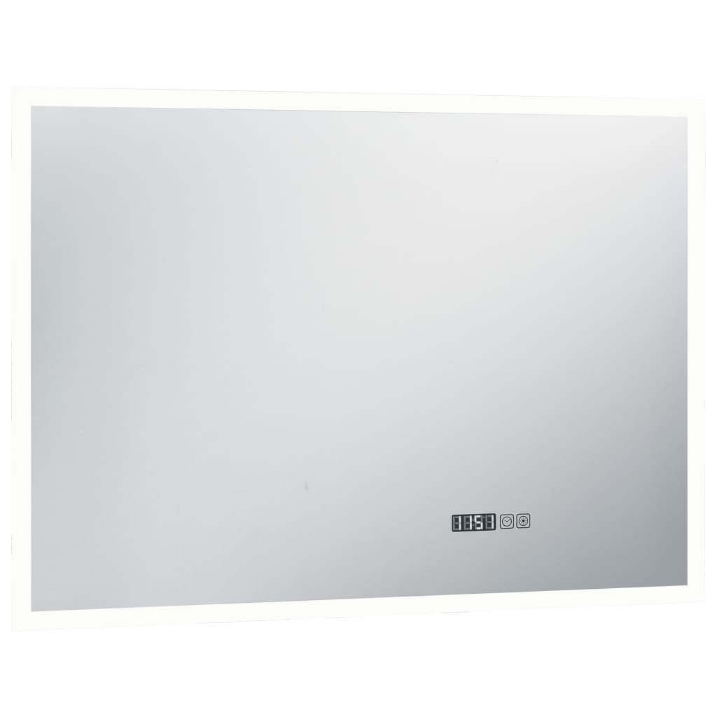 Specchio LED Bagno con Sensore Tattile Schermo Orario 100x60cm