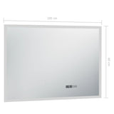 Specchio LED Bagno con Sensore Tattile Schermo Orario 100x60cm