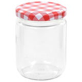 Vaso Marmellata in Vetro Coperchio Bianco e Rosso 48 pz 230 ml