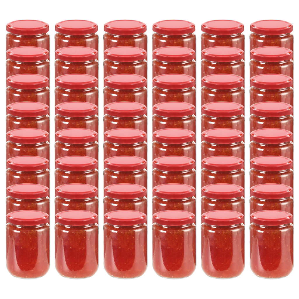 Vasi per Marmellata in Vetro Coperchio Rosso 48 pz 230 ml