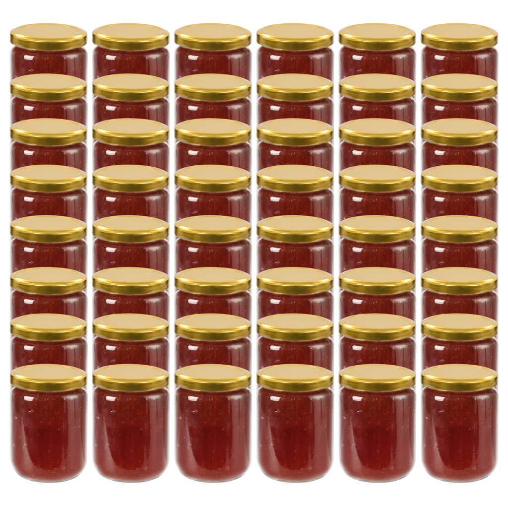 Vasi per Marmellata in Vetro Coperchio Oro 48 pz 230 ml