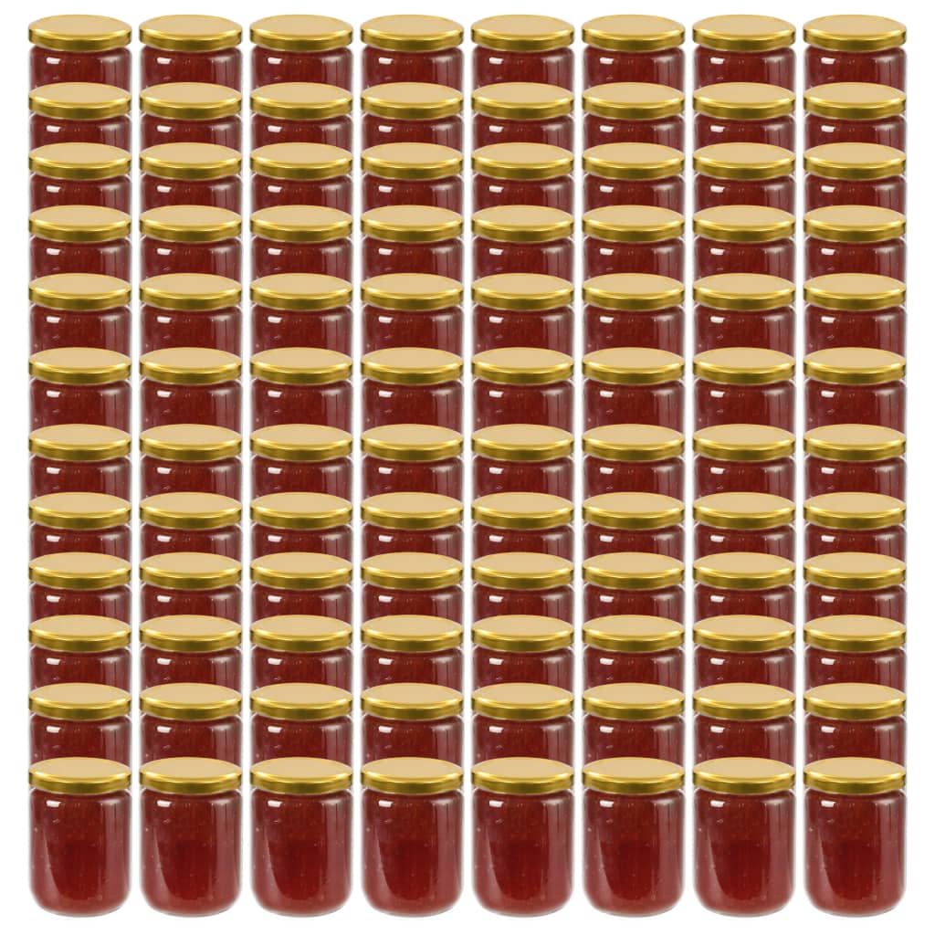 Vasi per Marmellata in Vetro Coperchio Oro 96 pz 230 ml