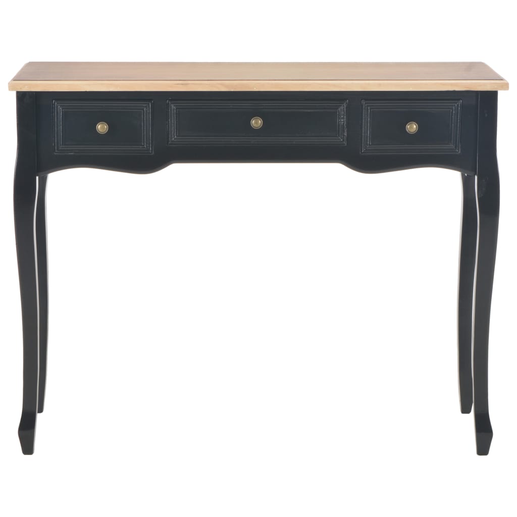 280046 vidaXL Dressing Console Table with 3 Drawers Black