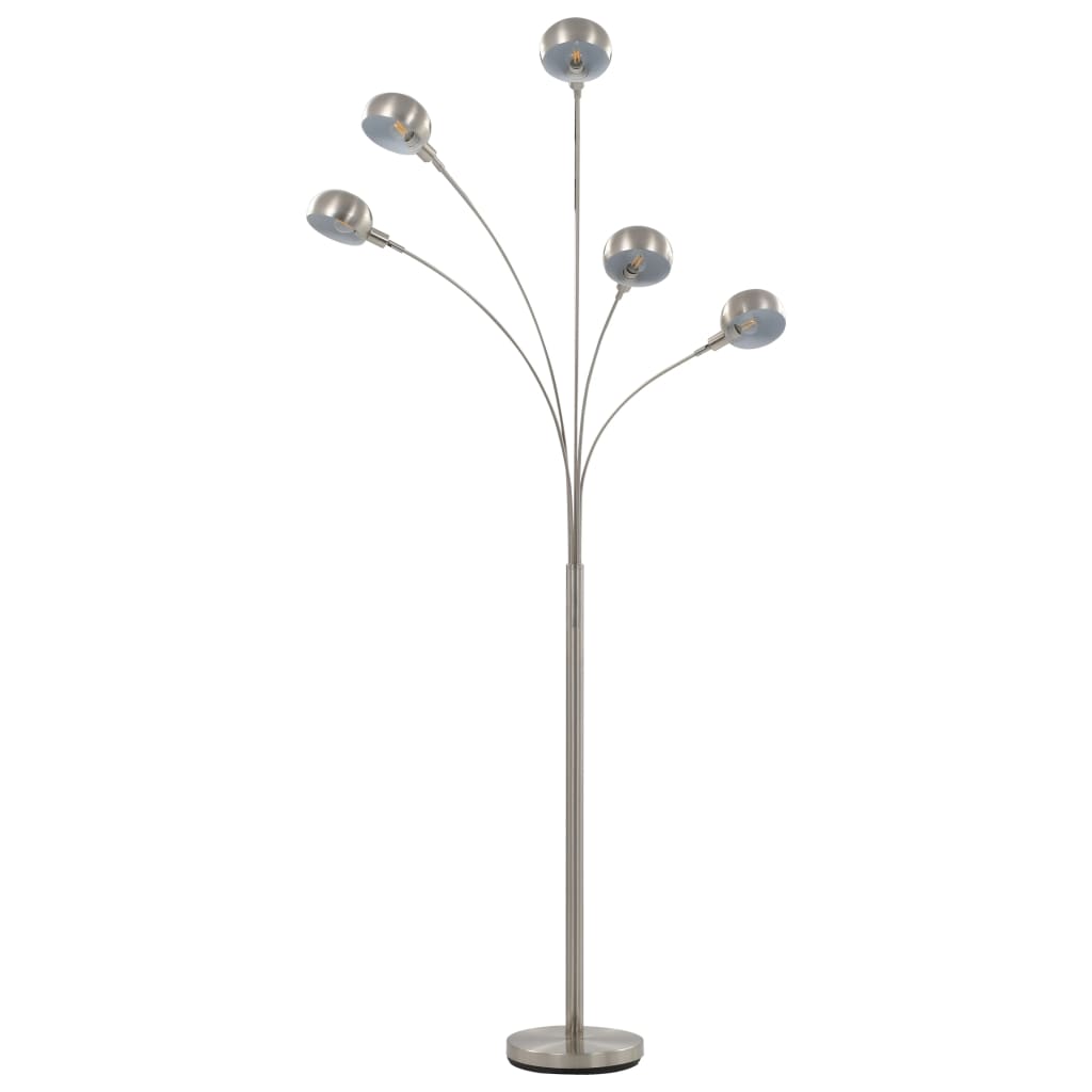 Lampada da Terra 200 cm 5 Bulbi E14 Argento