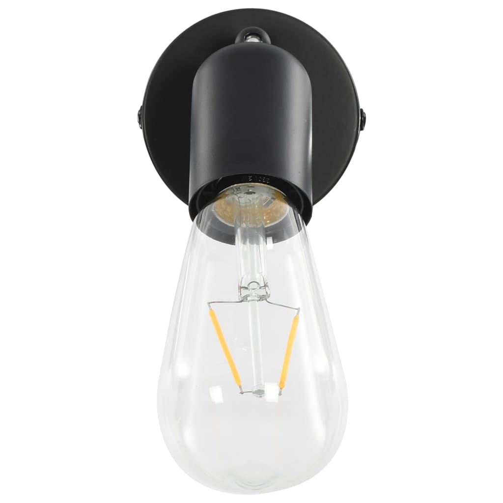 Faretti 2 pz con Lampadine a Incandescenza 2 W Nero E27