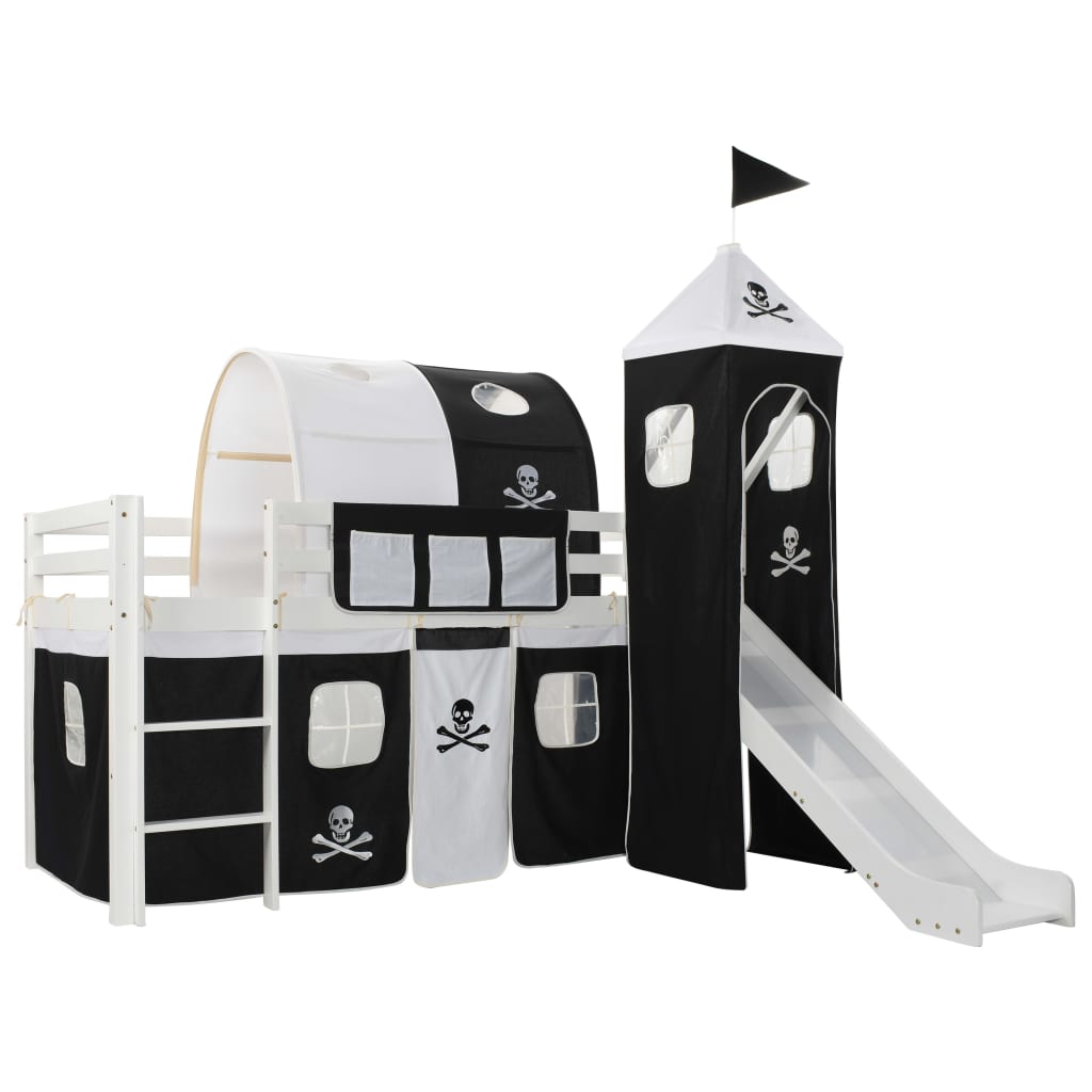 Letto a Castello per Bambini Scivolo e Scala in Pino 97x208cm