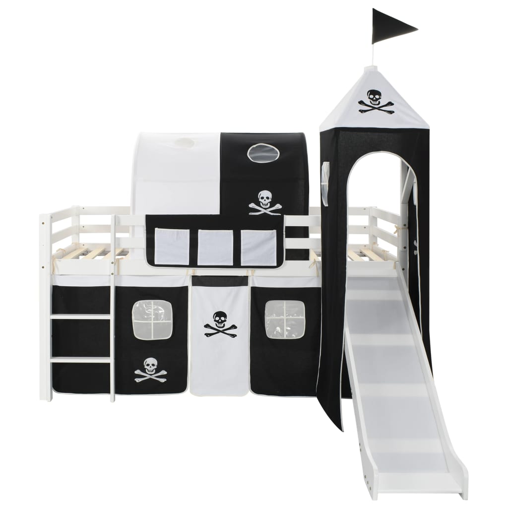 Letto a Castello per Bambini Scivolo e Scala in Pino 97x208cm