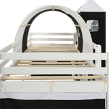 Letto a Castello per Bambini Scivolo e Scala in Pino 97x208cm