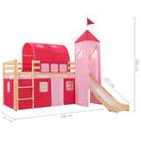 Letto a Castello per Bambini Scivolo e Scala in Pino 208x230 cm