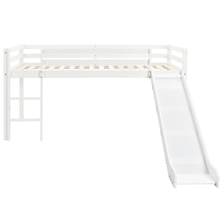 Letto a Castello per Bambini Scivolo e Scala in Pino 97x208cm