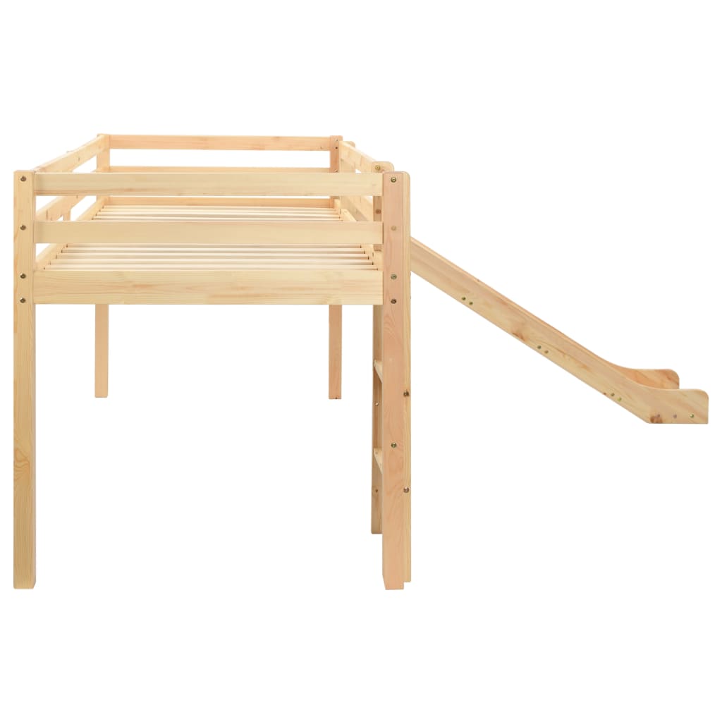 Letto a Castello per Bambini Scivolo e Scala in Pino 97x208cm