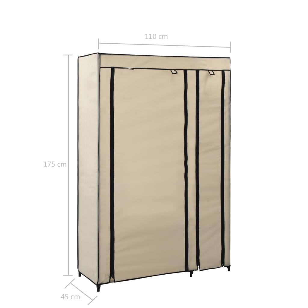 Armadio Pieghevole Crema 110x45x175 cm in Tessuto