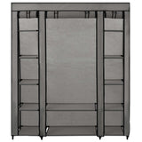 Armadio con Scomparti e Aste Grigio 150x45x176 cm in Tessuto