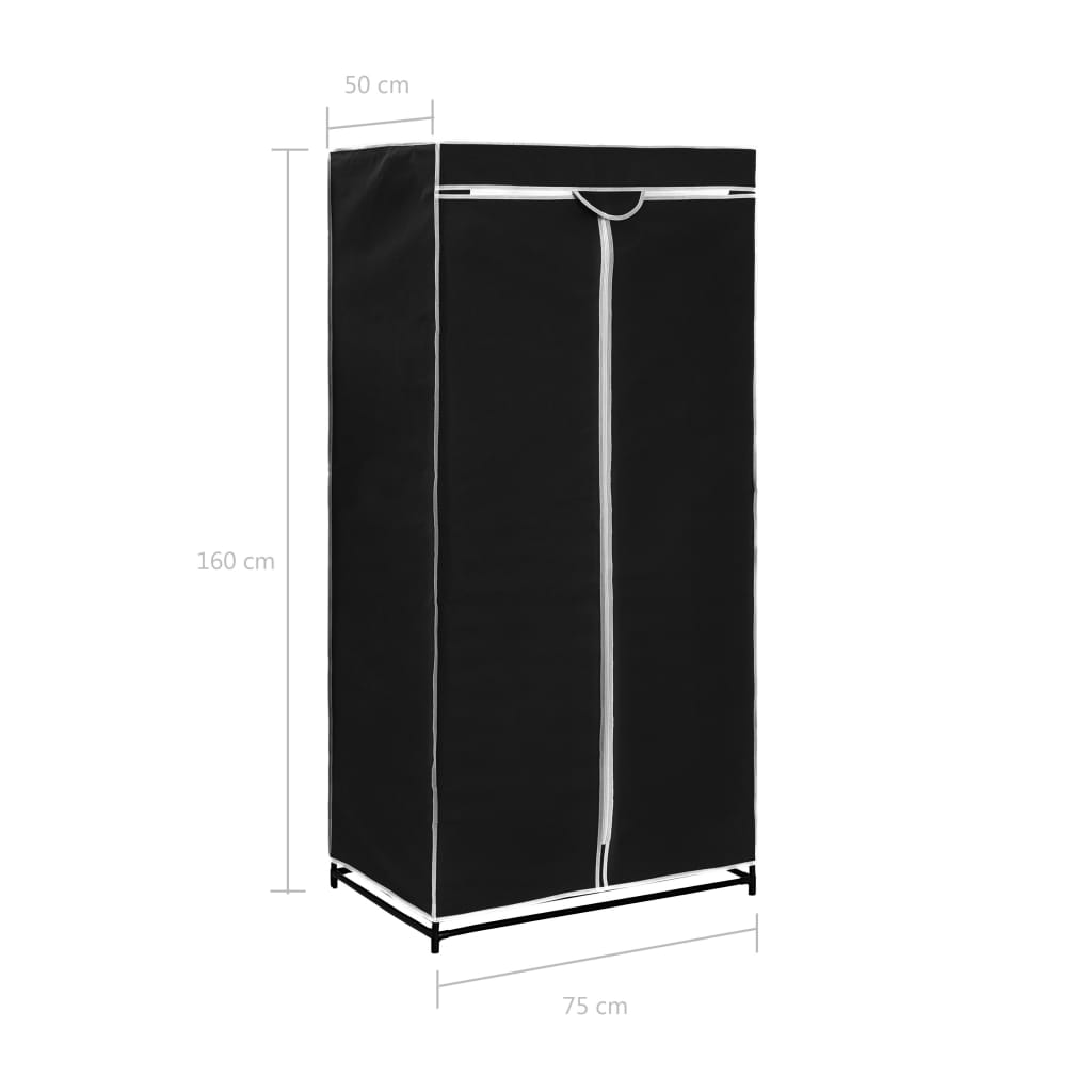 Armadio 2 pz Nero 75x50x160 cm