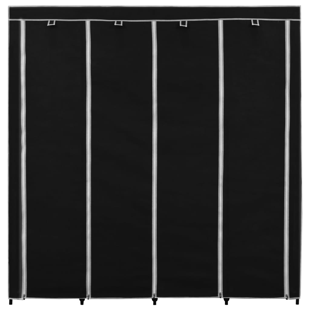 Guardaroba con 4 Scomparti Nero 175x45x170 cm