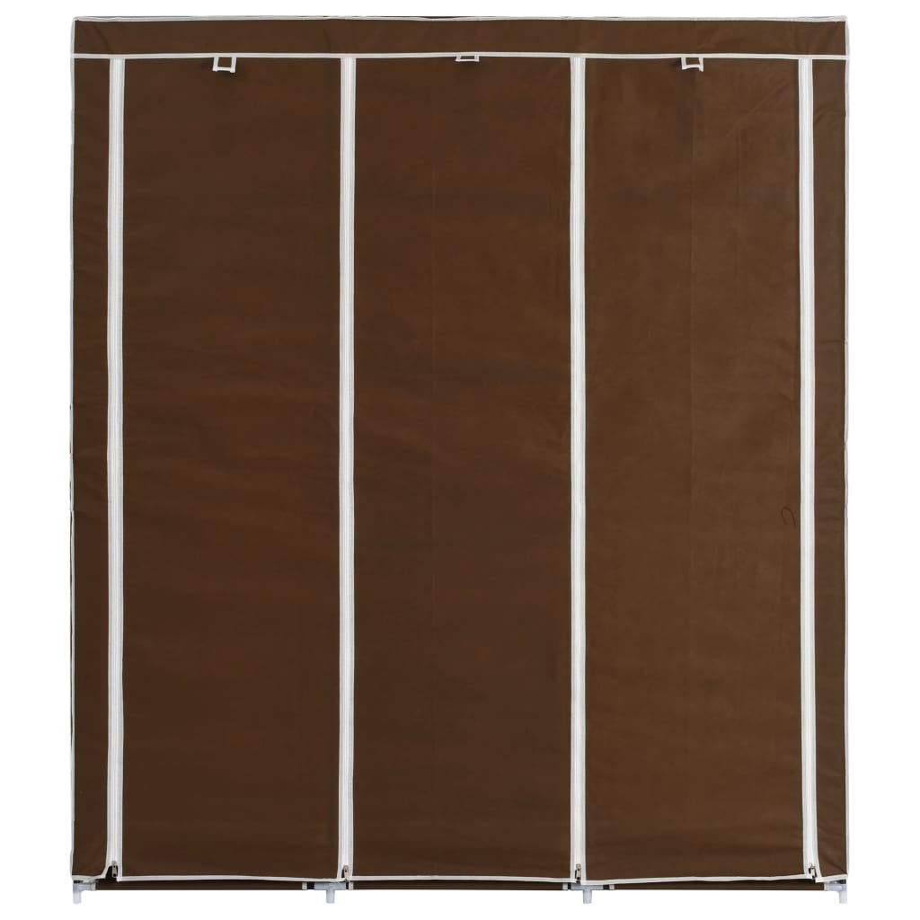 Armadio con Scomparti e Aste Marrone 150x45x175 cm in Tessuto