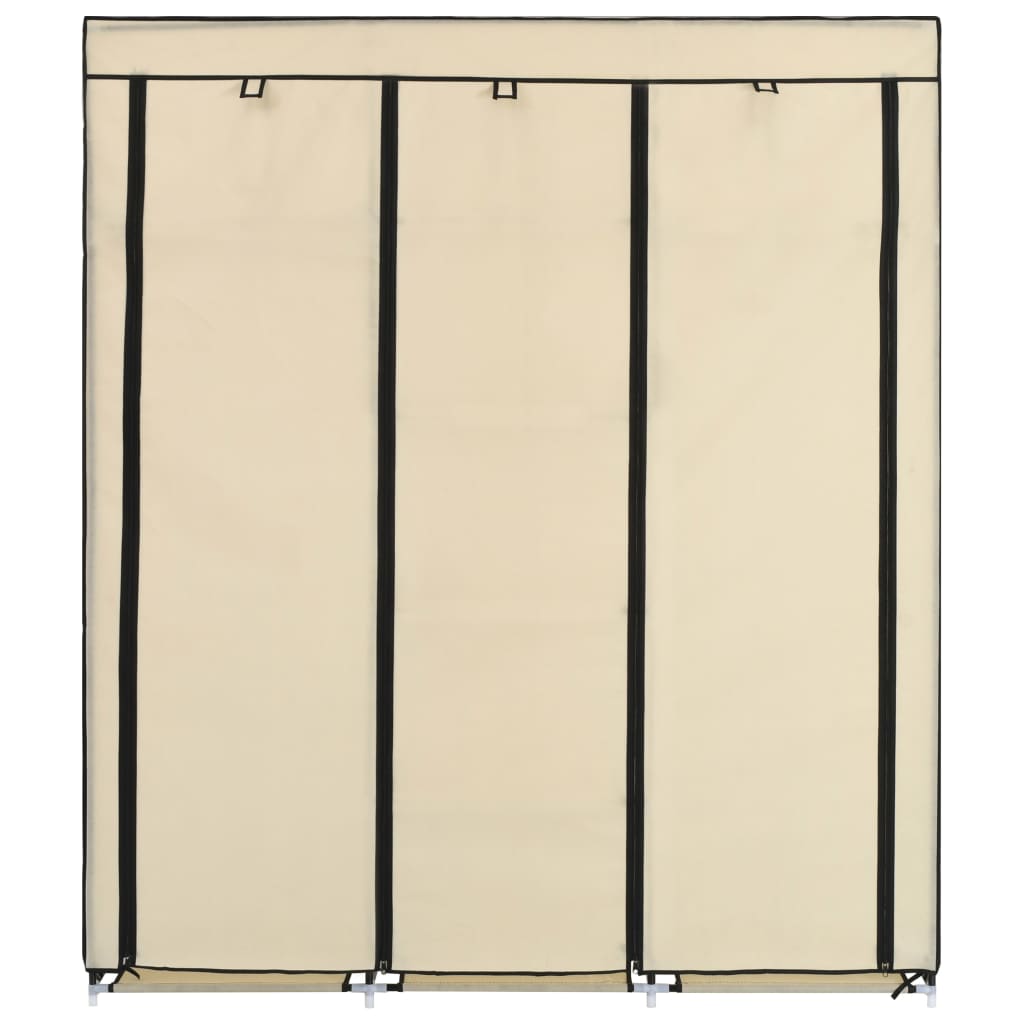 Armadio con Scomparti e Aste Crema 150x45x175 cm in Tessuto