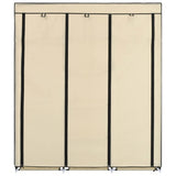 Armadio con Scomparti e Aste Crema 150x45x175 cm in Tessuto