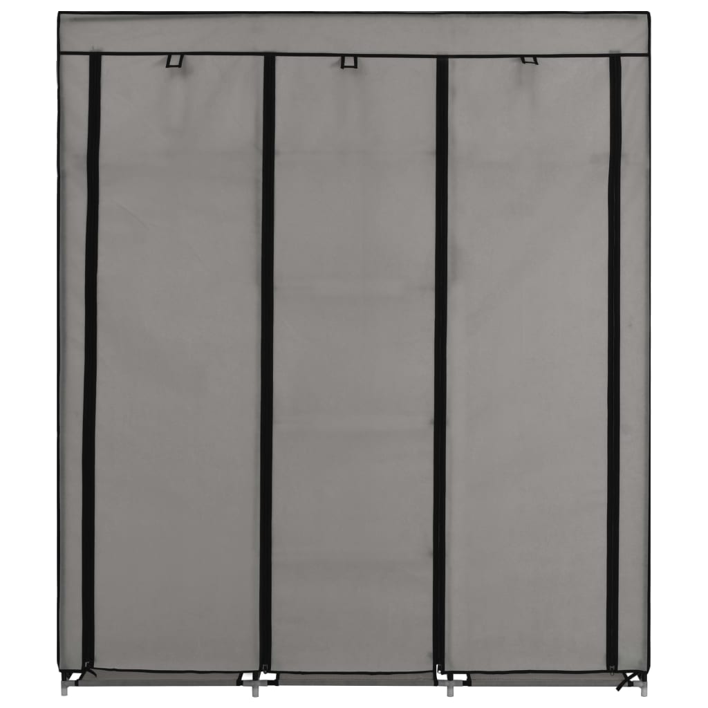 Armadio con Scomparti e Aste Grigio 150x45x175 cm in Tessuto