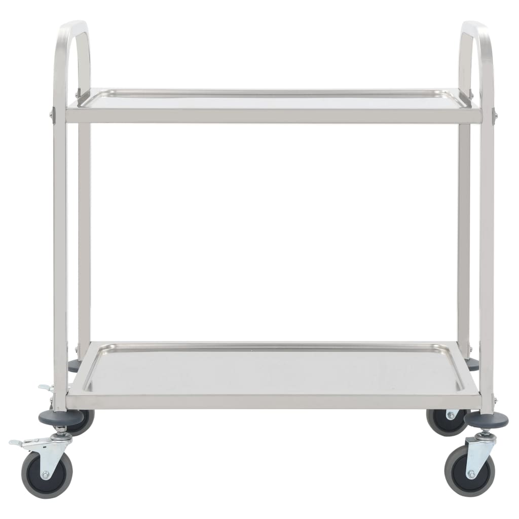 Carrello da Cucina a 2 Livelli 96,5x55x90 cm in Acciaio Inox