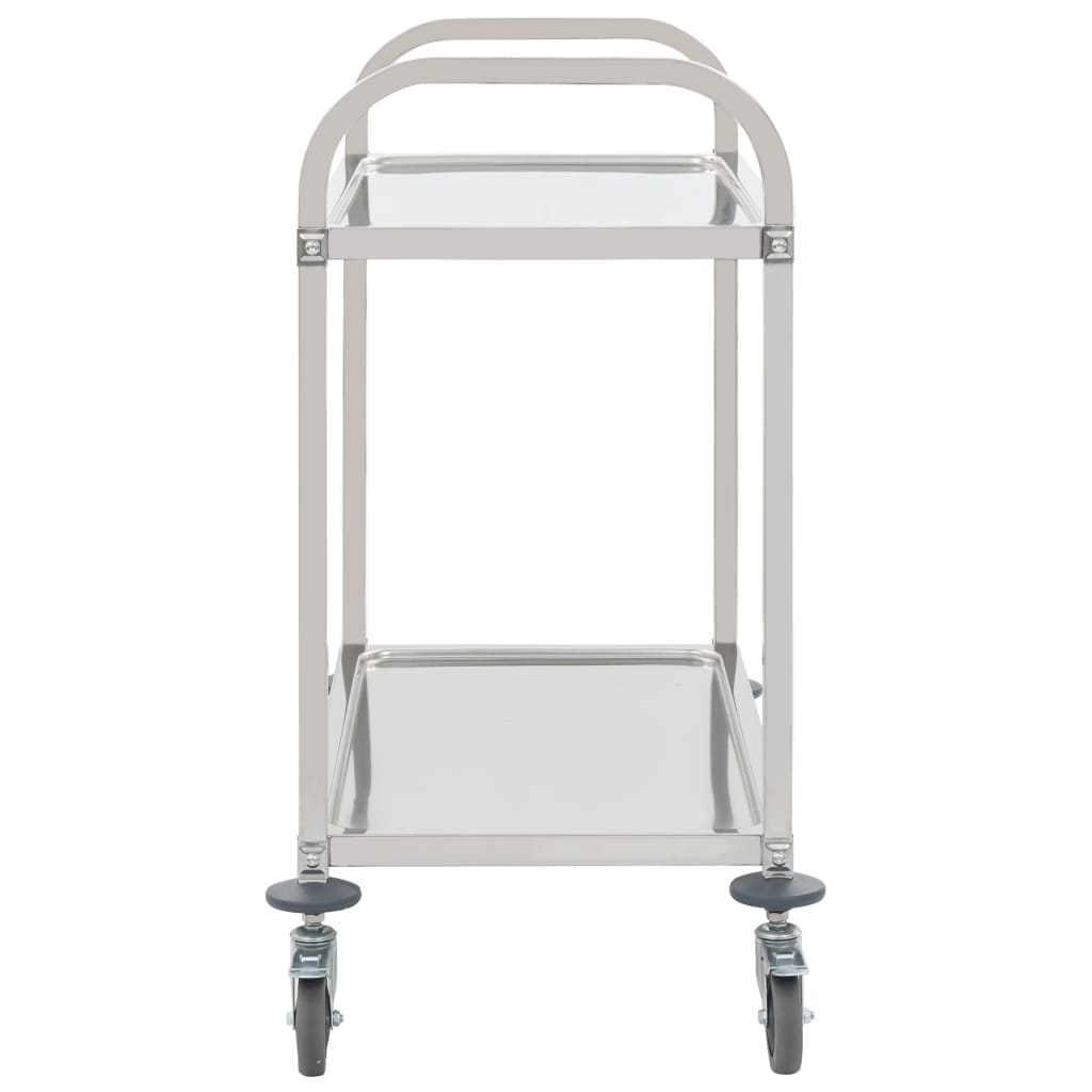 Carrello da Cucina a 2 Livelli 96,5x55x90 cm in Acciaio Inox