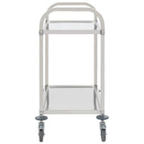 Carrello da Cucina a 2 Livelli 96,5x55x90 cm in Acciaio Inox