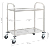 Carrello da Cucina a 2 Livelli 95x45x83,5 cm in Acciaio Inox