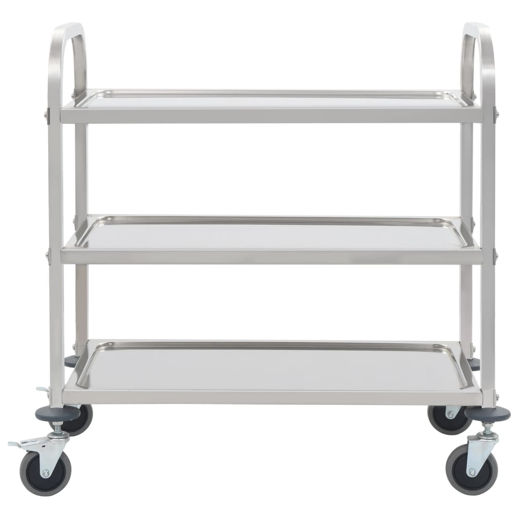 Carrello da Cucina a 3 Livelli 96,5x55x90 cm in Acciaio Inox