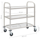 Carrello da Cucina a 3 Livelli 96,5x55x90 cm in Acciaio Inox