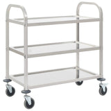 Carrello da Cucina a 3 Livelli 95x45x83,5 cm in Acciaio Inox