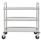 Carrello da Cucina a 3 Livelli 95x45x83,5 cm in Acciaio Inox