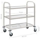 Carrello da Cucina a 3 Livelli 95x45x83,5 cm in Acciaio Inox