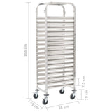 Carrello da Cucina per 16 Vassoi 38x55x163 cm in Acciaio Inox