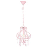 Lampadario con Perle Rosa Rotondo E14