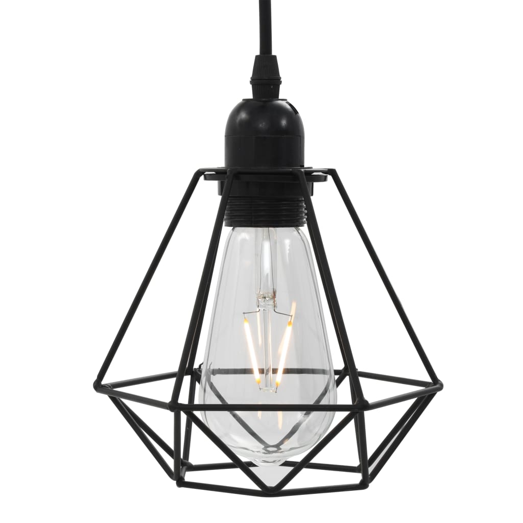 Lampadario con Design Diamante Nero 3 Lampadine E27