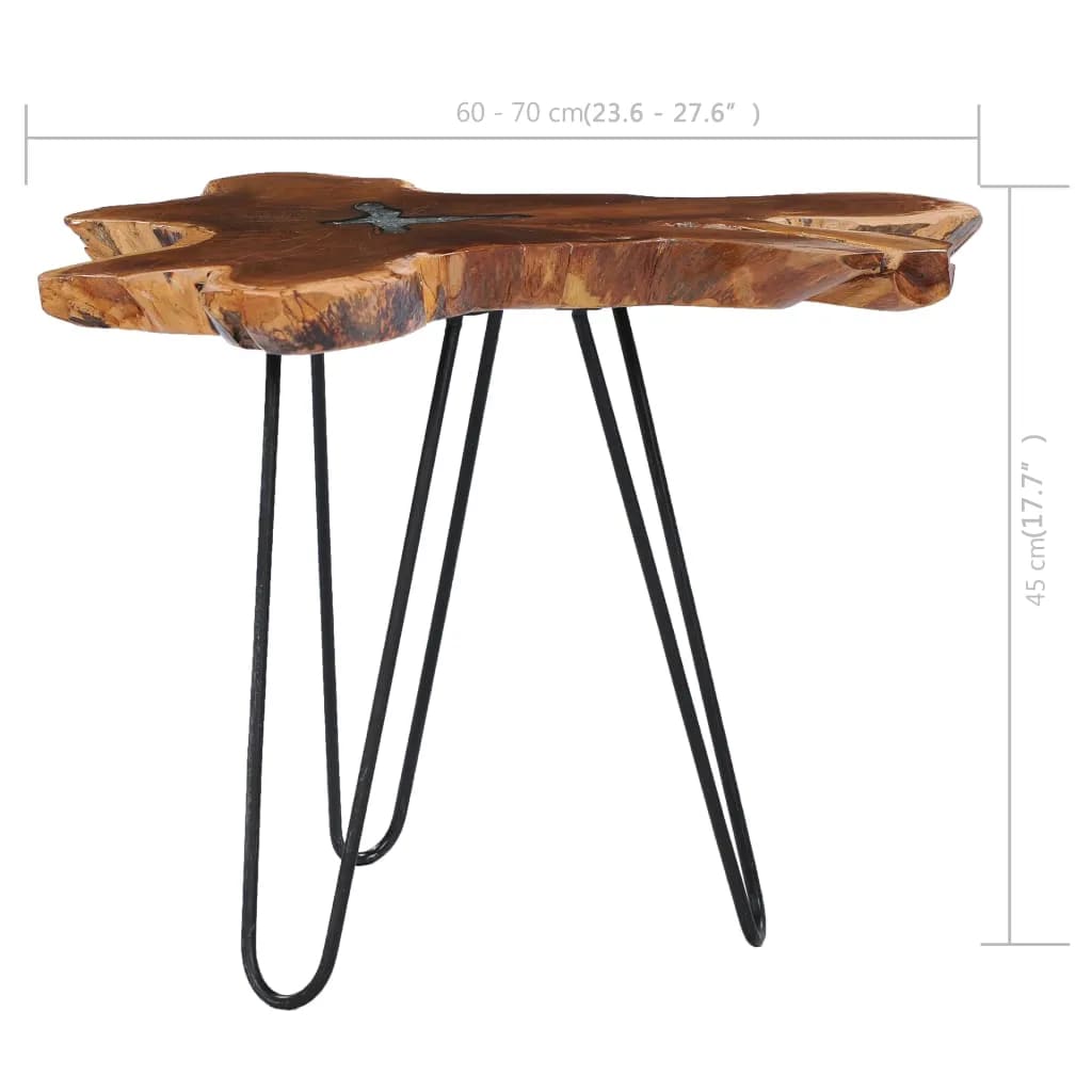 Tavolino da Salotto 70x45 cm Legno Massello Teak e Poliresina