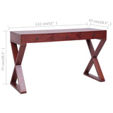 Scrivania per PC Marrone 132x47x77cm Legno Massello di Mogano